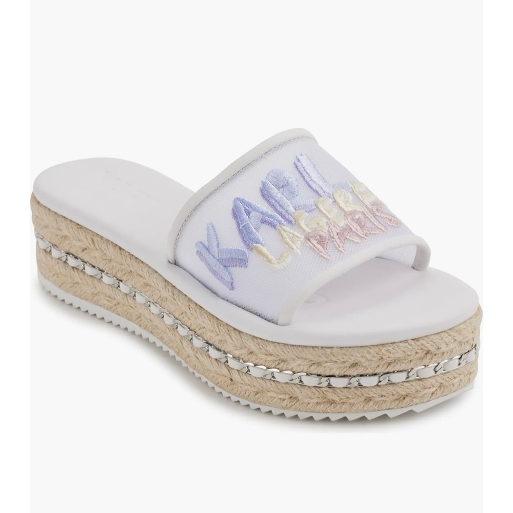 Karl Lagerfeld Kamara Embroidered Platform Slide Sandal